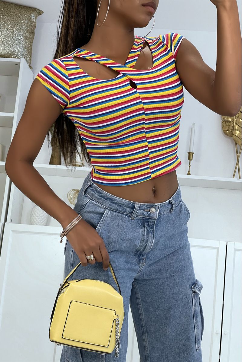 Multicolored yellow red top crossed at the bust - 1