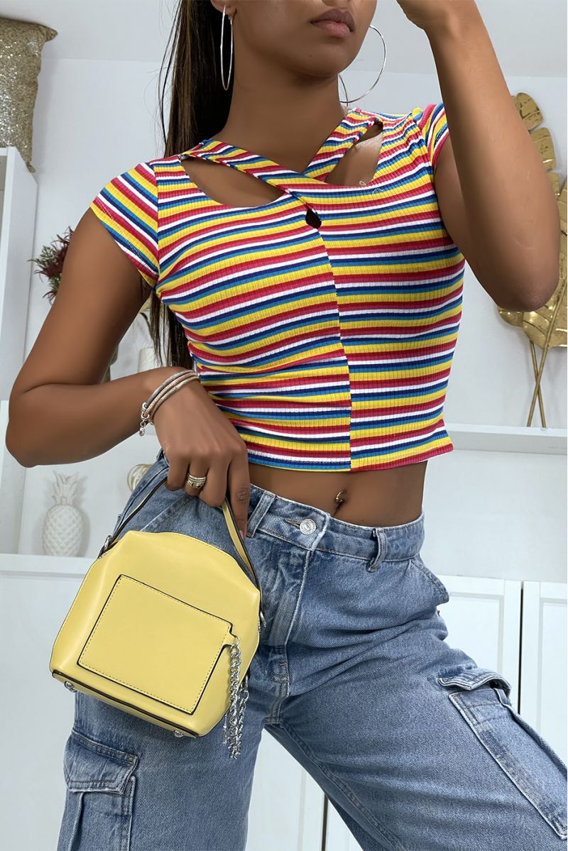 Multicolored yellow red top crossed at the bust - 2