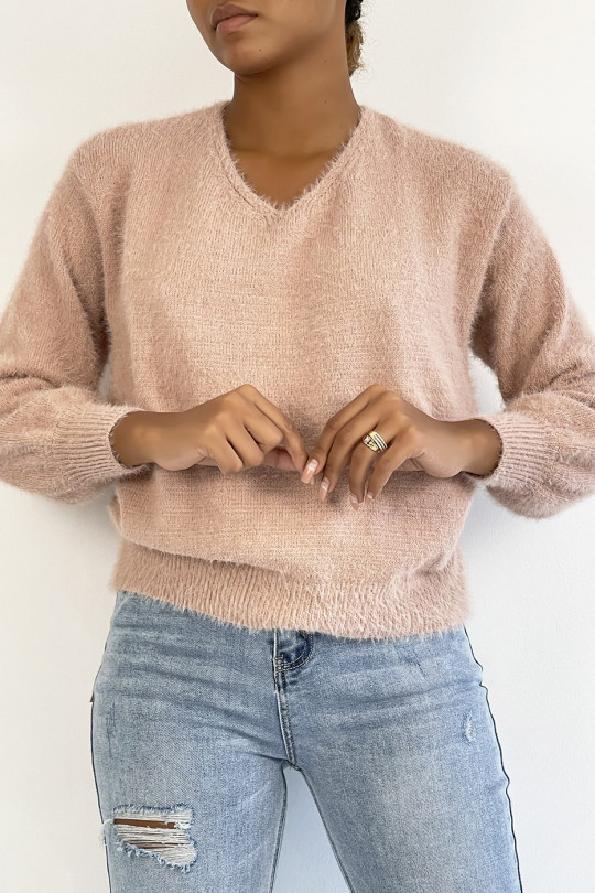 Soft pink halterneck sweater with puffed sleeves - 6