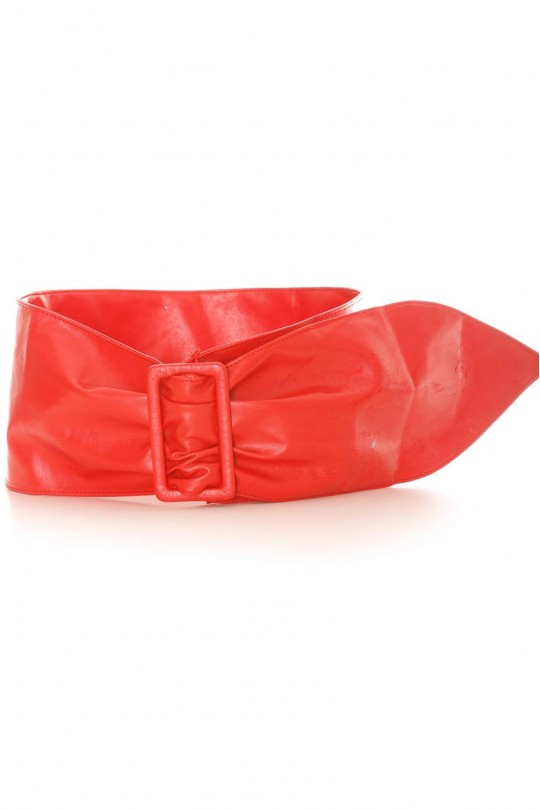 Wide red belt in imitation leather. Accessory CE517 - 1