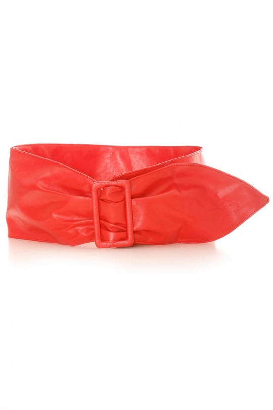 Wide red belt in imitation leather. Accessory CE517 - 2