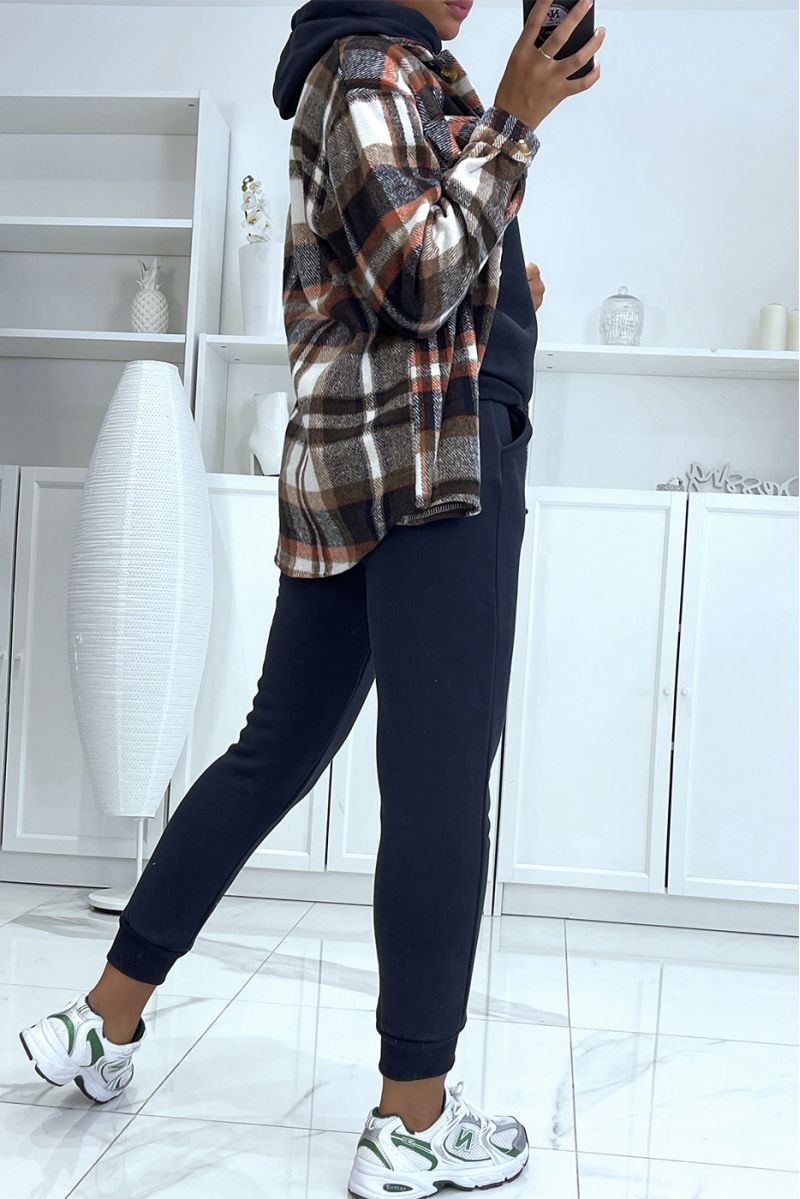 Navy blue 3-piece warm and comfortable joggers set and super trendy oversized shirt - 2