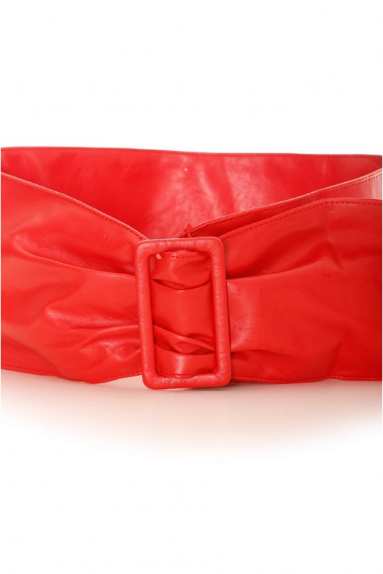Wide red belt in imitation leather. Accessory CE517 - 3