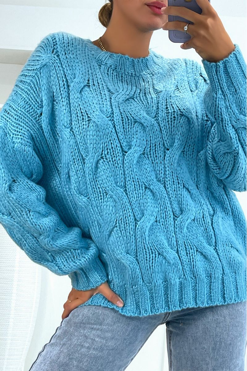 chunky knit blue jumper