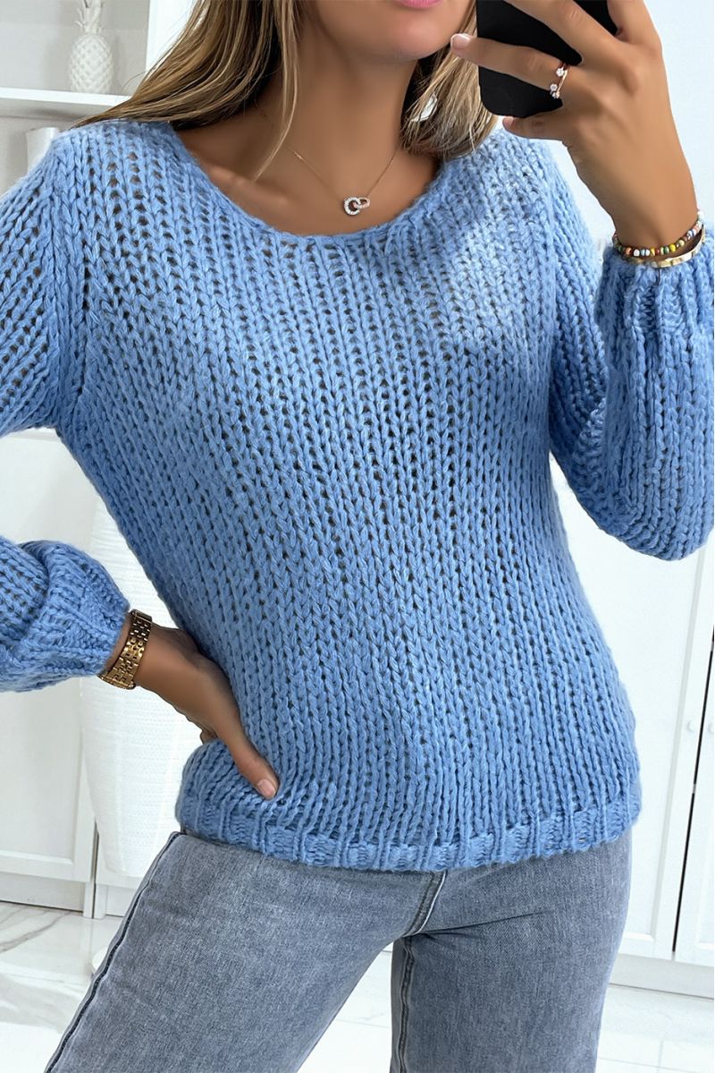 Grote blauwe sweater zeer comfortabel om te dragen - 2