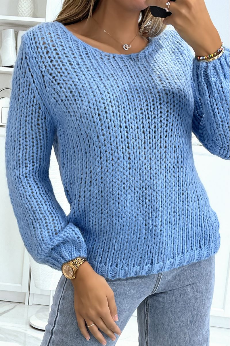 Grote blauwe sweater zeer comfortabel om te dragen - 3