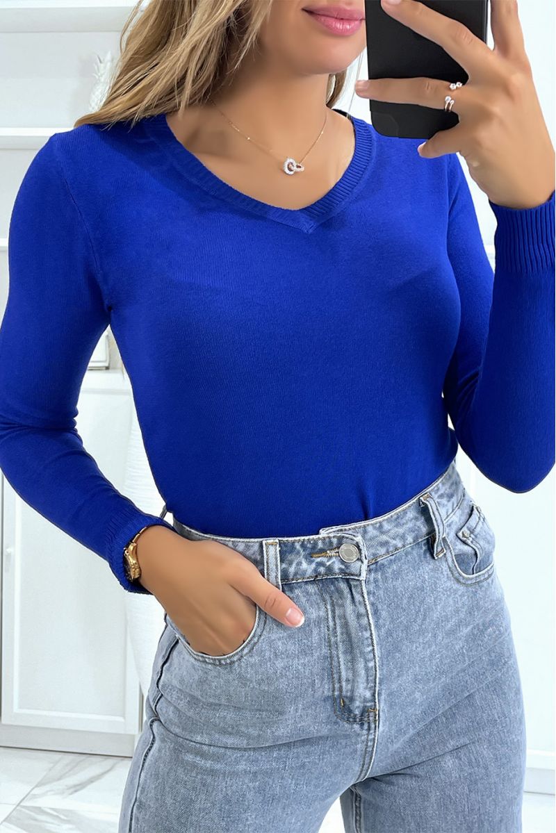 Royal round neck sweater in very stretchy and very soft knit - 1
