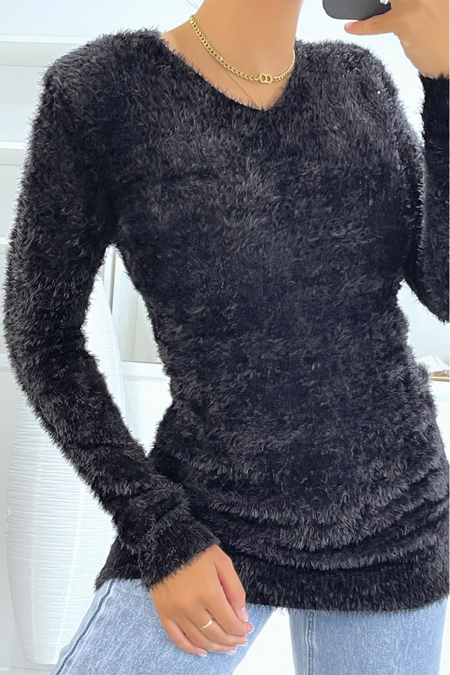 LoLL pull duveteux moulant noir - 1