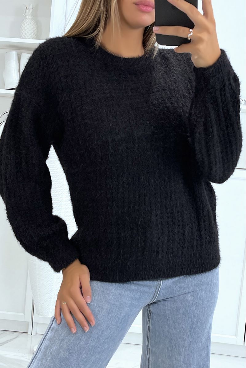 Black sweater with a soft puffed effect - 9