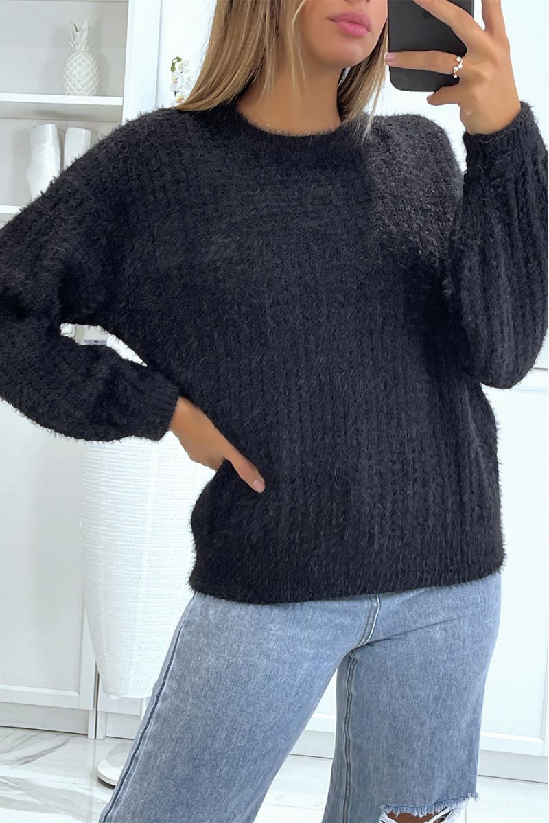 Black sweater with a soft puffed effect - 10