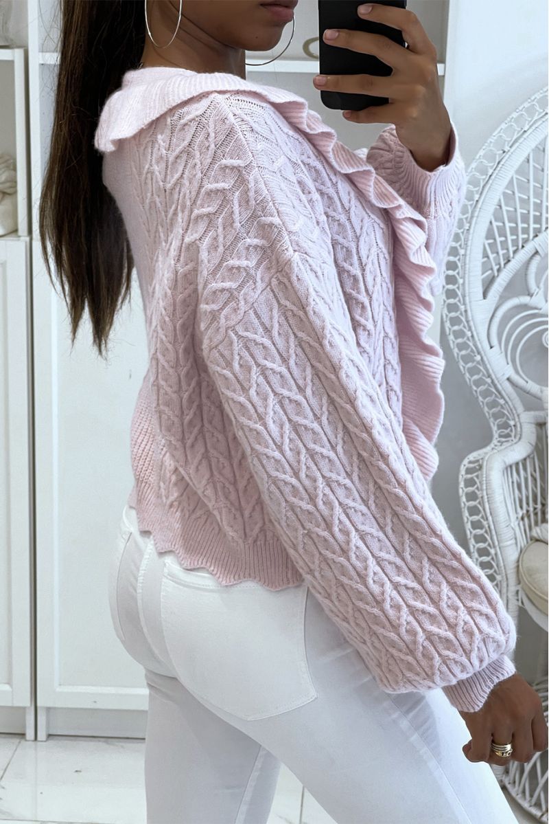 Beige cardigan with Peter Pan collar - 1