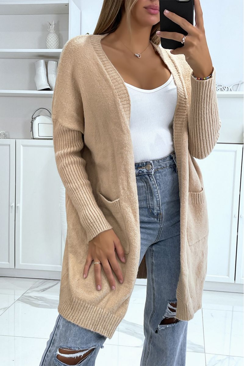 Cheap beige mesh cardigan - 1