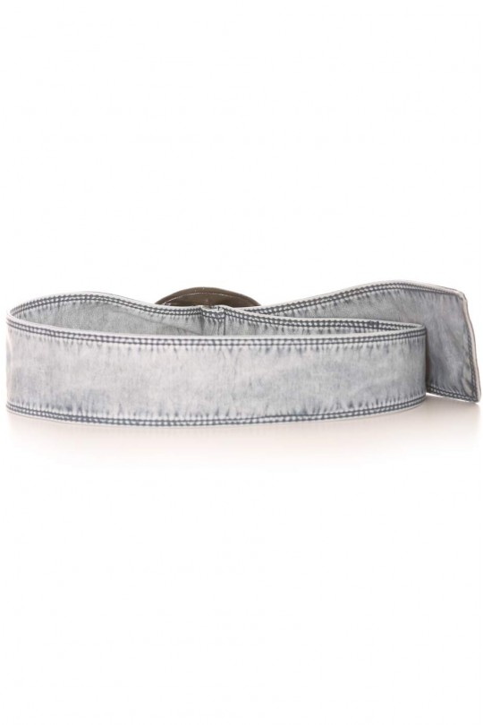 Faded blue faux leather belt with oval buckle. Accessory BG3003 - 3