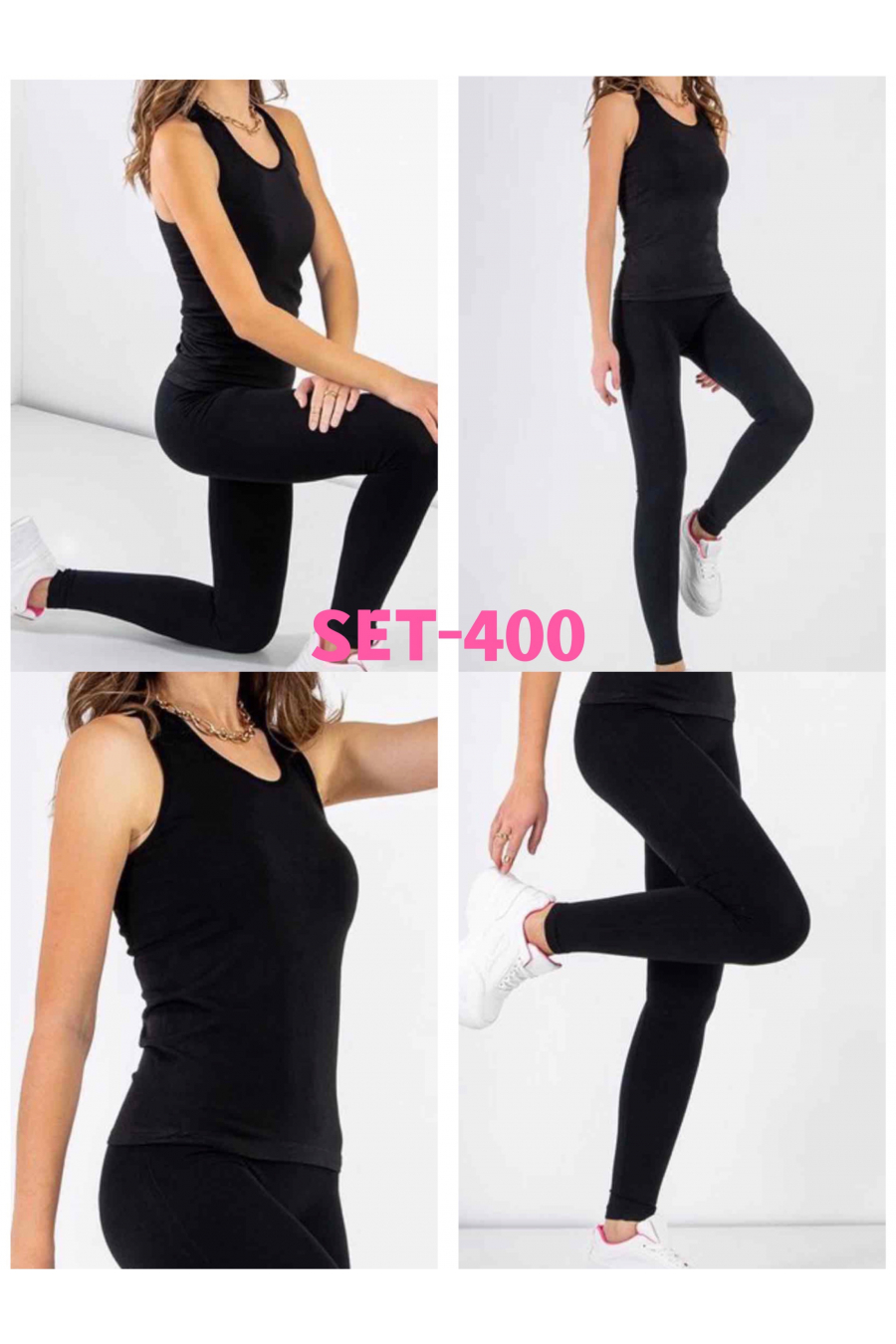 Women's black basic fitness set x12 - 1