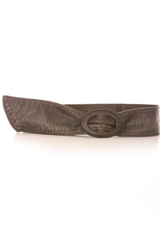 Faded black belt in faux leather style with oval buckle. Accessory BG3003 - 1
