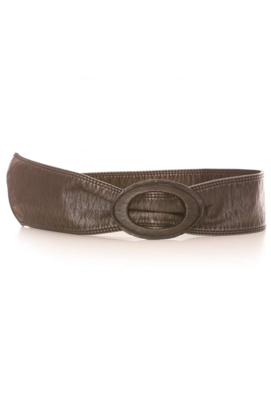 Faded black belt in faux leather style with oval buckle. Accessory BG3003 - 3
