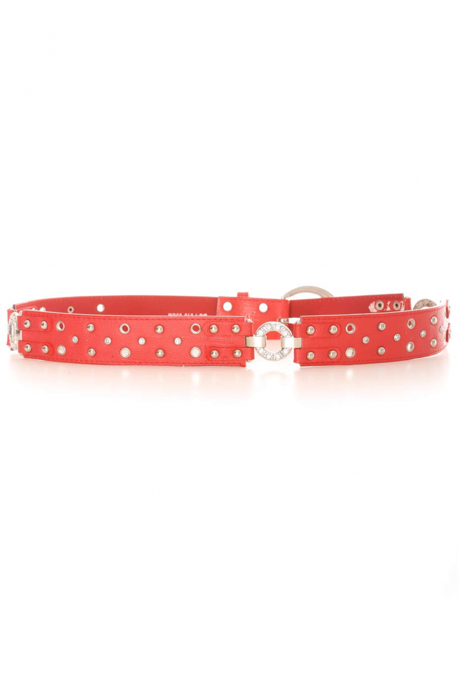 Red belt with hole effect and rhinestones. Accessory BG-P016 - 4