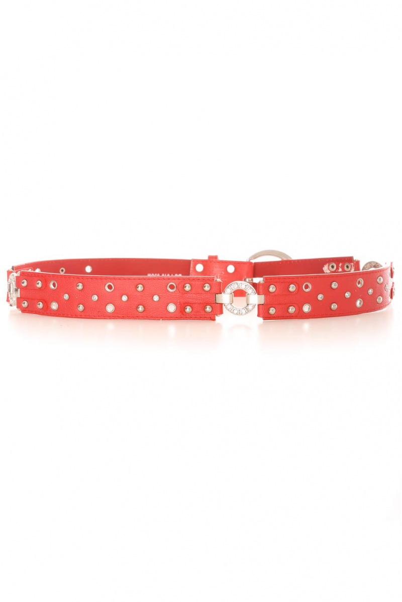 Red belt with hole effect and rhinestones. Accessory BG-P016 - 4