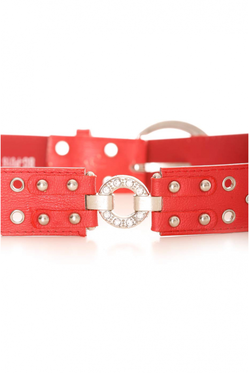Red belt with hole effect and rhinestones. Accessory BG-P016 - 5