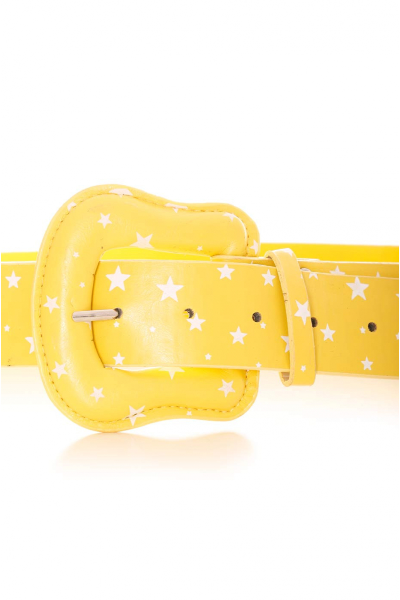 Yellow belt with white stars pattern. Accessory BG-P009 - 2