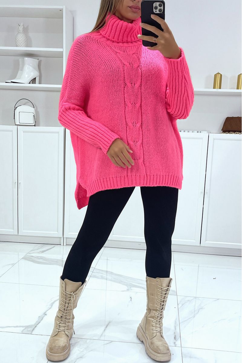 Oversized fuchsia coltrui met losse pasvorm - 1