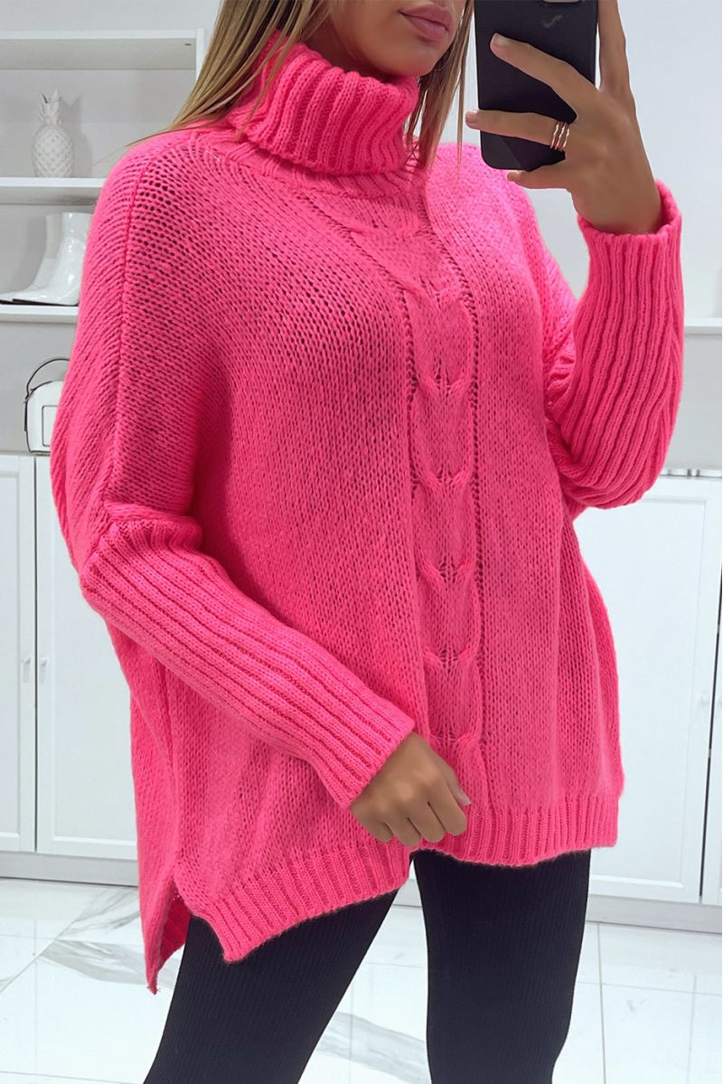 Oversized fuchsia coltrui met losse pasvorm - 2