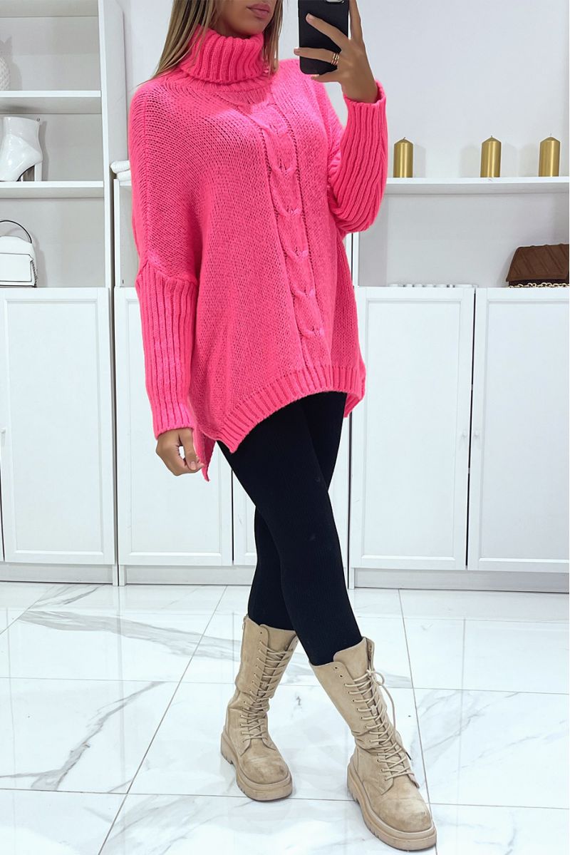 Oversized fuchsia coltrui met losse pasvorm - 3
