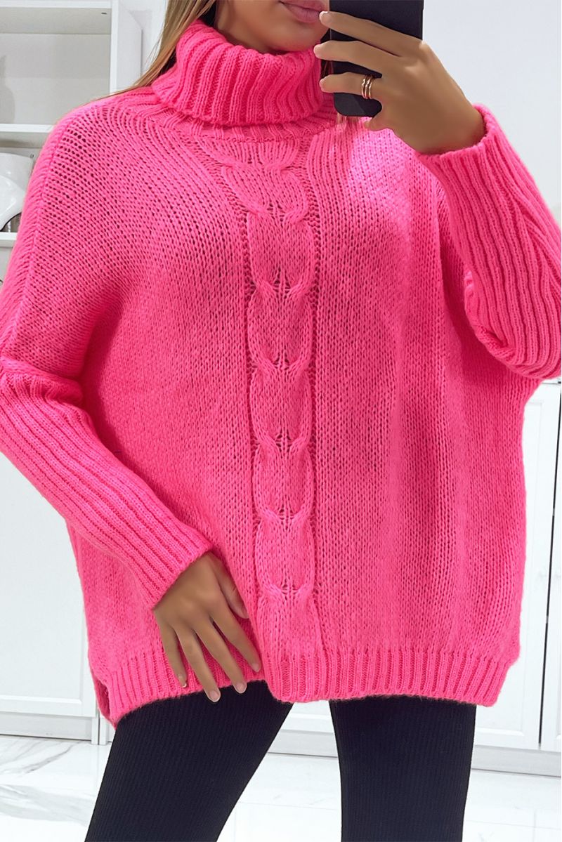 Oversized fuchsia coltrui met losse pasvorm - 4