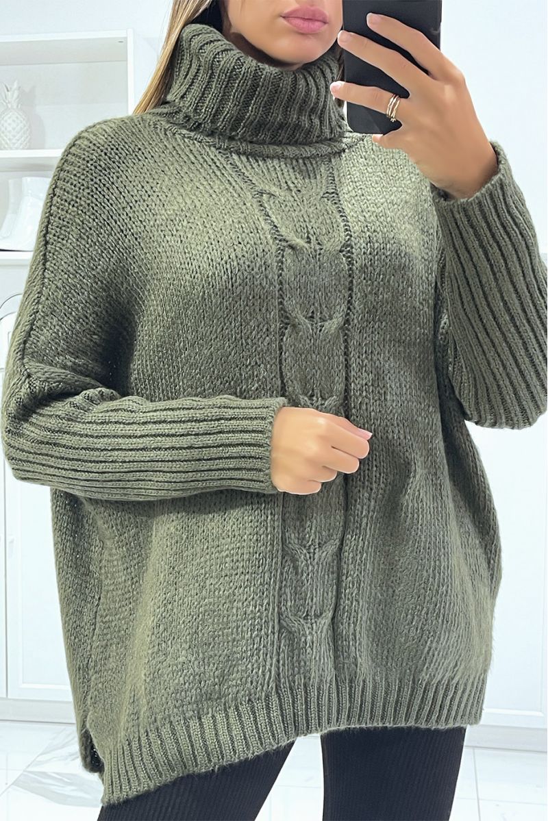 Oversized kaki coltrui met losse pasvorm - 3