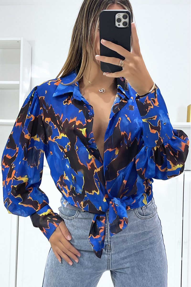 Chic and trendy transparent color mix printed royal shirt - 2