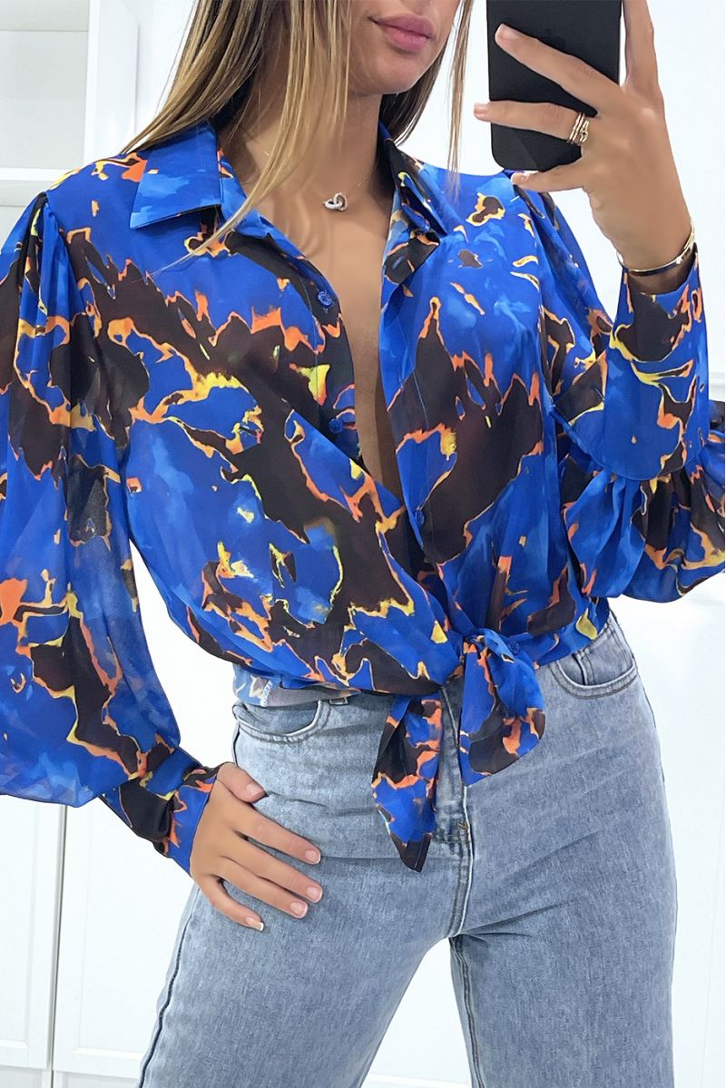 Chic and trendy transparent color mix printed royal shirt - 3