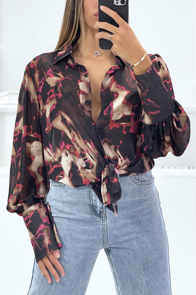 Black shirt with chic and trendy transparent color mix print - 2
