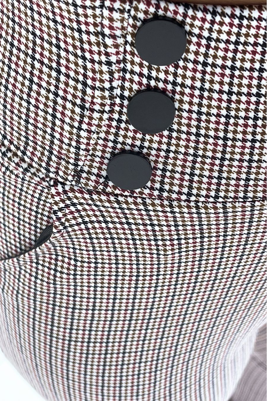 Bourgondische pied-de-poule broek met knopen en zakken - 4