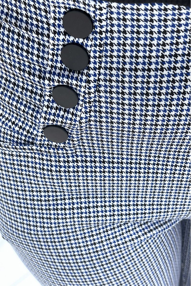 Pantalon royal motif pied-de-poule avec 8 boutons et poches - 4