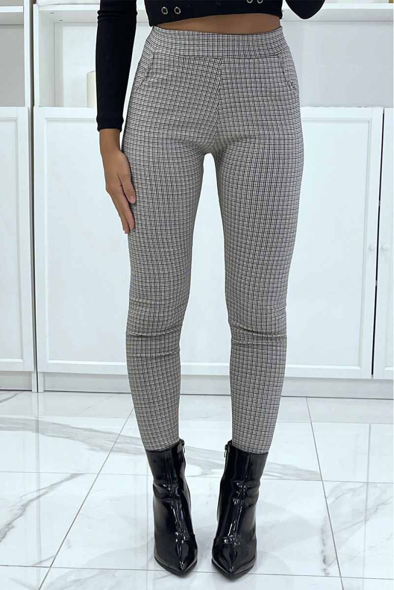 Camel slim pants with pockets and pretty houndstooth pattern - 3