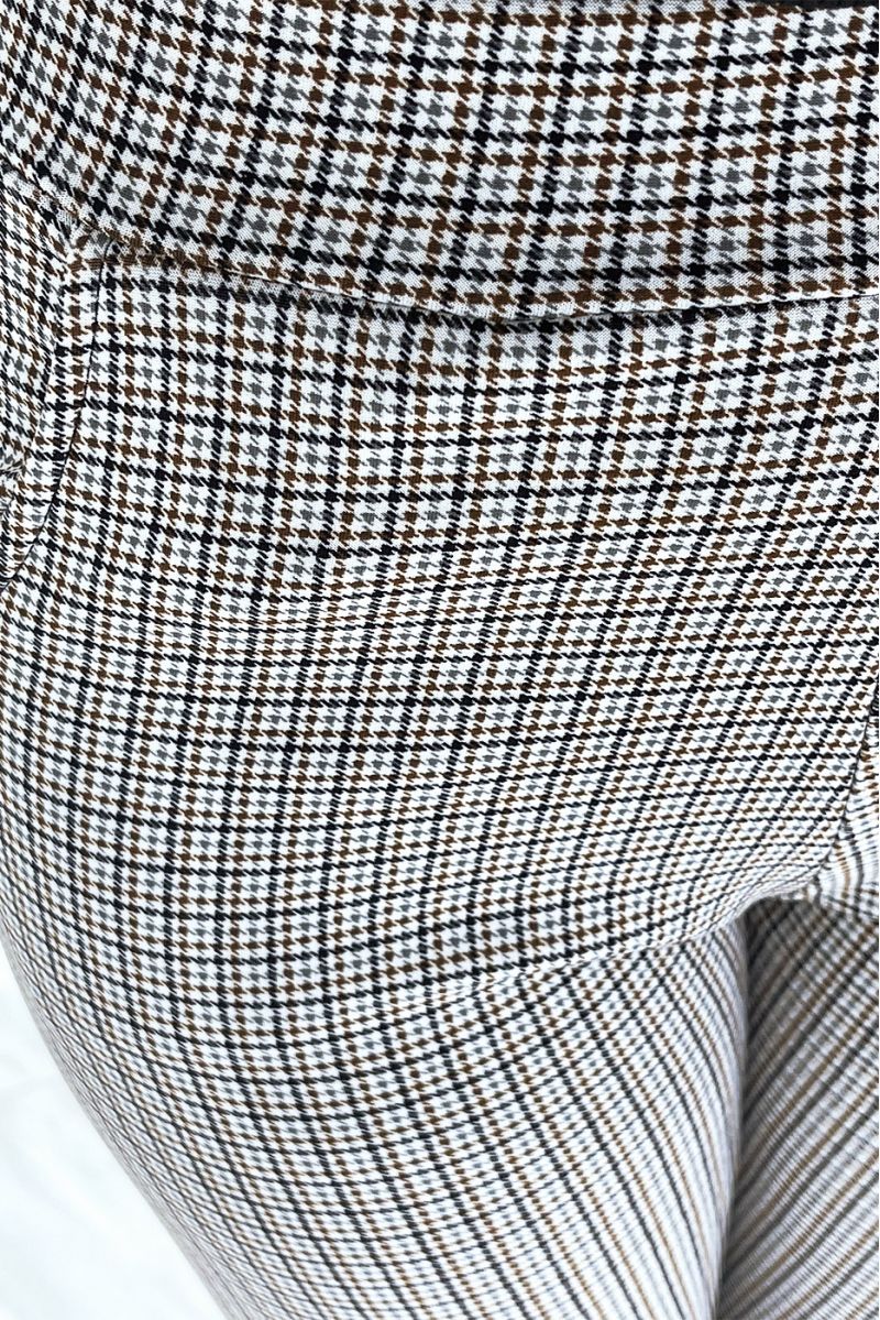 Camel slim pants with pockets and pretty houndstooth pattern - 5