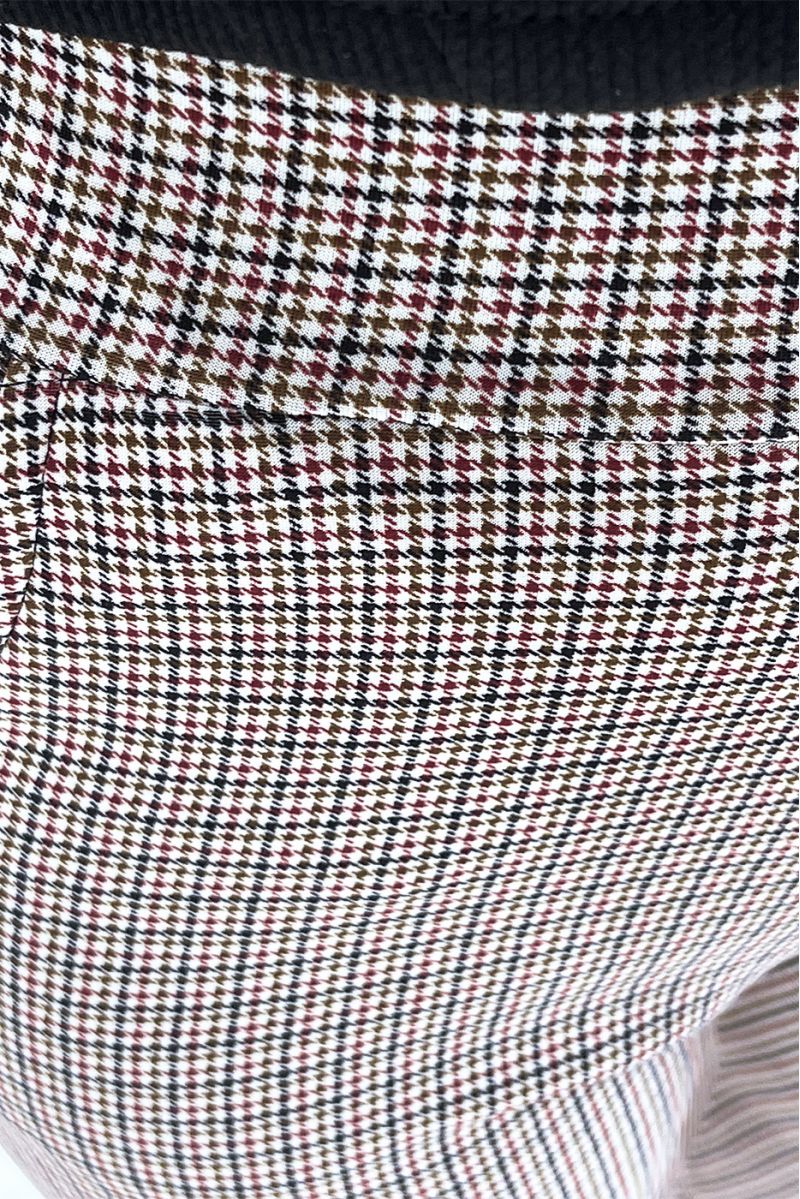 Pantalon slim bordeaux avec poches et joli motif pied de poule - 4