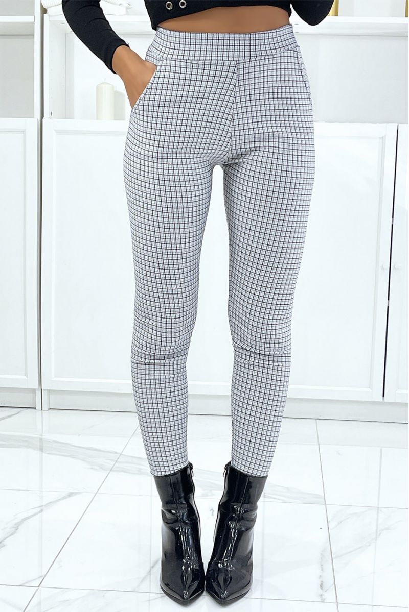 White slim pants with pockets and pretty houndstooth pattern - 2