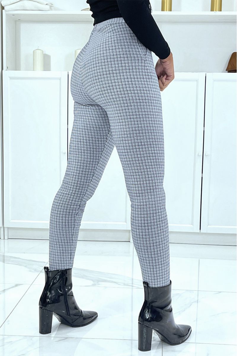 Blue slim pants with pockets and pretty houndstooth pattern - 3