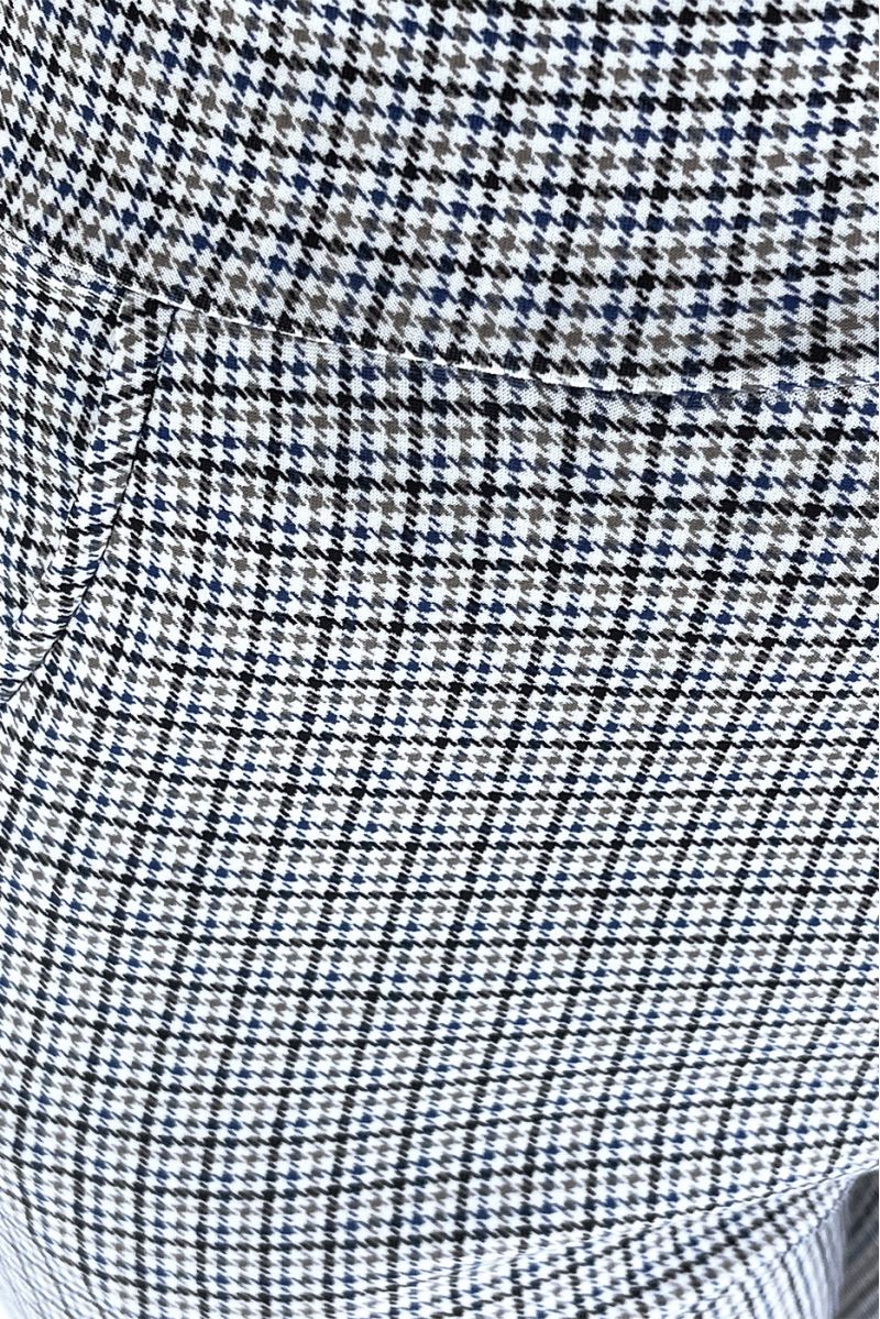 Blauwe slanke broek met zakken en mooi pied-de-poule patroon - 4
