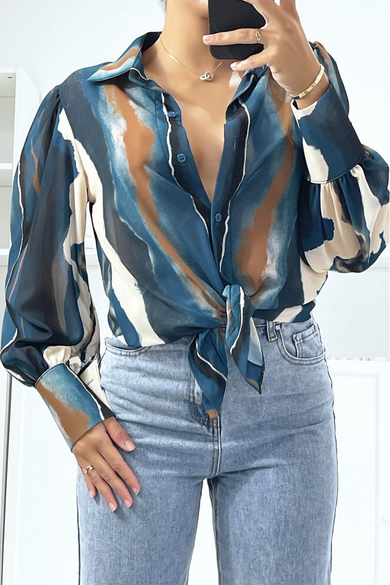Chic and trendy transparent color mix print duck shirt - 1
