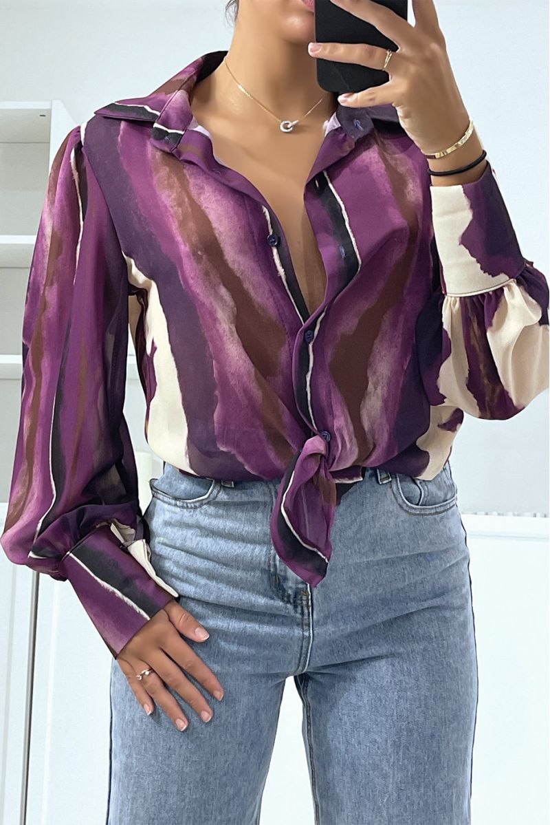 Purple shirt with chic and trendy transparent color mix print - 3 Purple shirt with chic and trendy transparent color mix print - 3