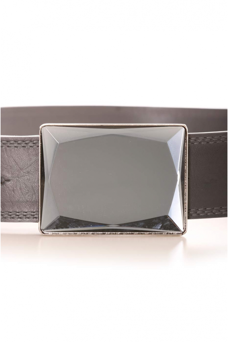 Dark gray belt with square mirror-effect buckle. Accessory LDF0058 - 2