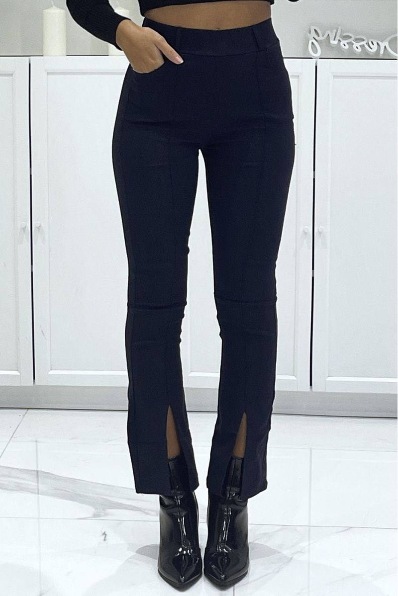 Navy trousers with flared slit at the foot - 1