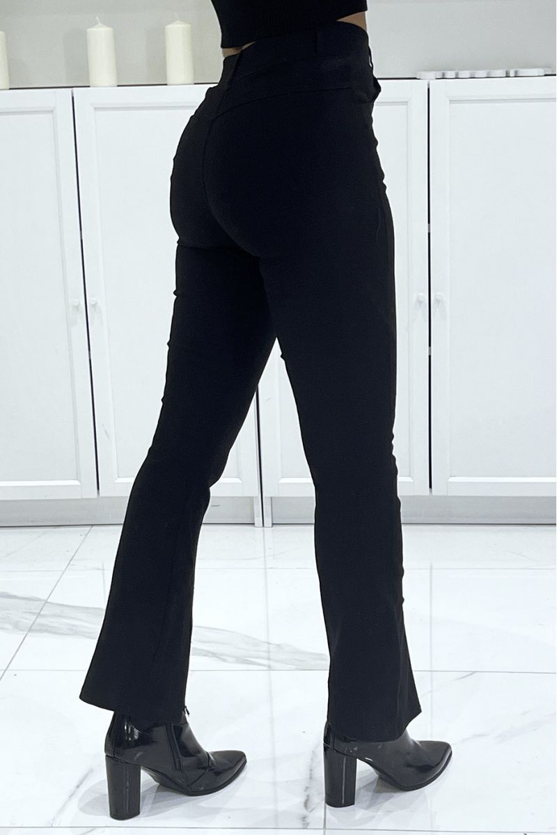 Black trousers with flared slit at the foot - 3