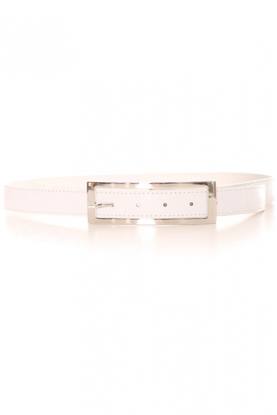 White belt with rectangular silver buckle. Accessory 9001 - 2
