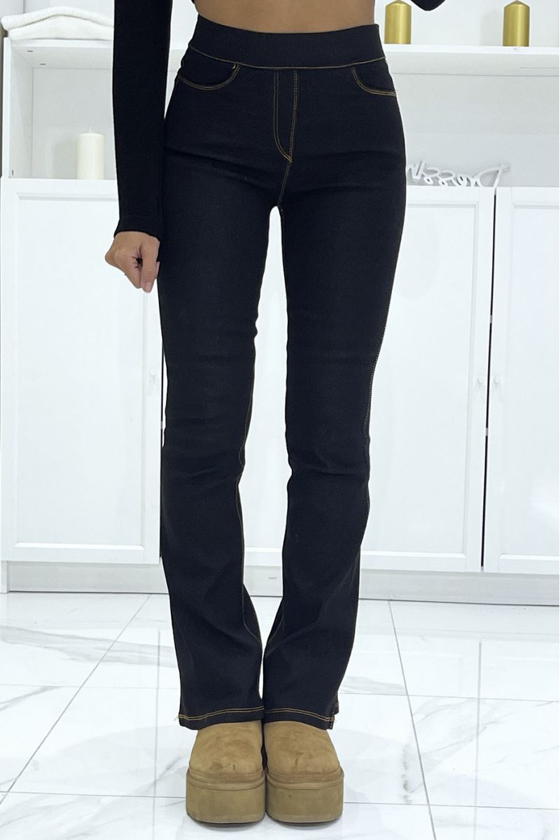 Black Stretch High Waisted Bell Bottom Jeans - 5