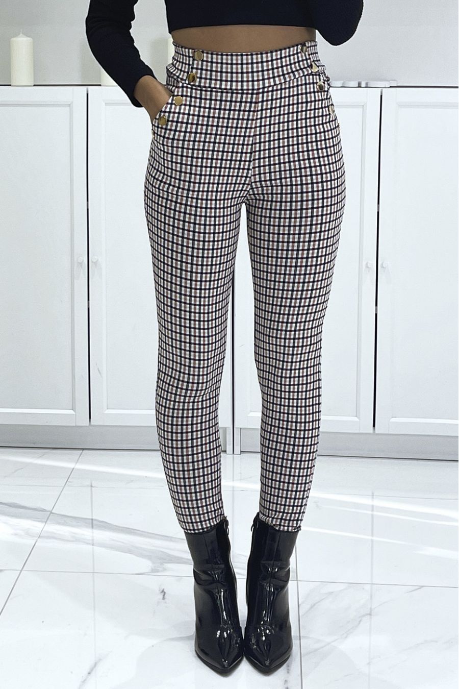 Cigarette Pants in Black Gingham