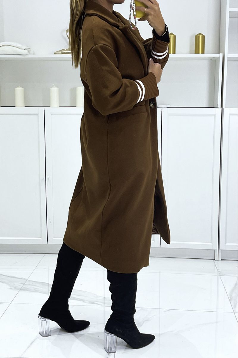 Ultra soft chocolate 3/4 teddy coat with tight sleeves - 4