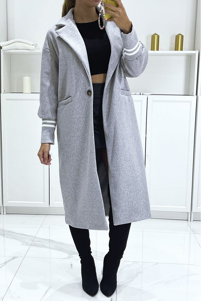 Ultra soft gray 3/4 teddy coat with tight sleeves - 2